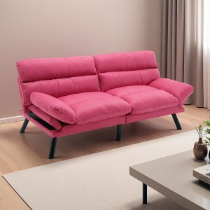 70" Velvet Modern 2-Seater Sofa with Thick Cushions & Metal Legs - 1 of 4