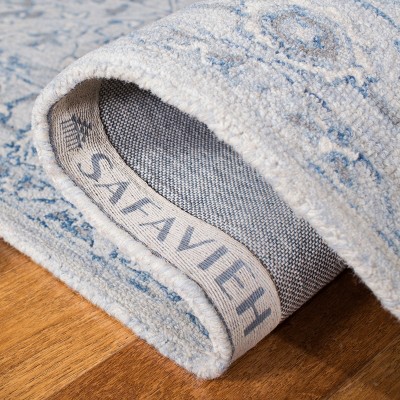 Ivory and Light Blue Hand-Tufted Wool Rug, 2' 6" x 4'