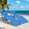 Gymax 1PCS/2PCS Outdoor Beach Lounge Chair Folding Chaise Lounge 5-Level Backrest Blue & Green/Blue/Turquoise/Gray/Black/Beige/Pink/Hot Pink - 2 of 4