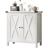 Farmhouse Sideboard Buffet Cabinet with 2 Doors & Adjustable Shelves, Small Accent Console Cupboard for Living Room Dining Room Coffee Bar - 2 of 4