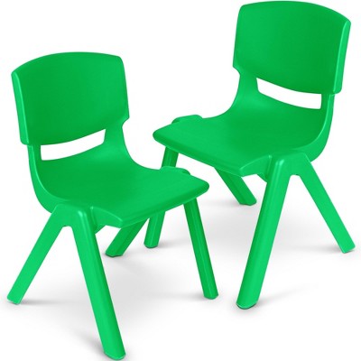 Playkidiz Kids Plastic Chair Set of 2- Preschool Chairs for Toddlers Kids 23" H - Green