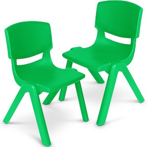 Playkidiz Kids Plastic Chair Set of 2- Preschool Chairs for Toddlers Kids 23" H - Green - 1 of 4