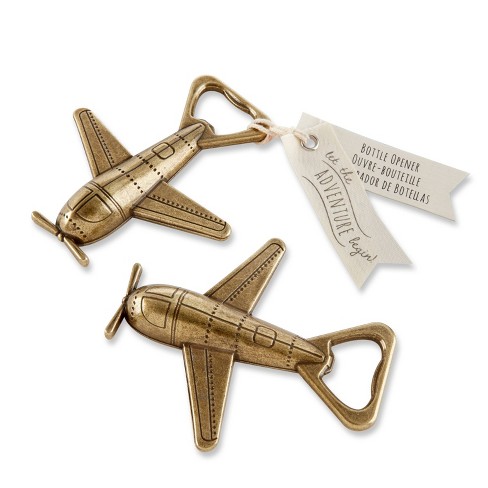  FASHIONCRAFT Travel Themed Classic Brass Color Metal Vintage  Airplane Bottle Opener, One Size, Yellow - 1 unit : Home & Kitchen