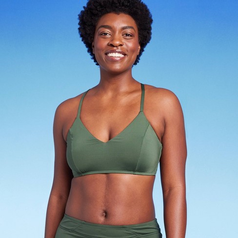 Women's Crossback Seamed Bralette Bikini Top - Kona Sol™ Green