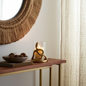 Decorative Metal Glass Aluminum Pillar Holder with Serpent Design in Boho Style - 1 of 4