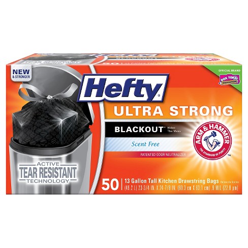 trash bags hefty kitchen tall gallon strong ultra drawstring unscented 50ct target