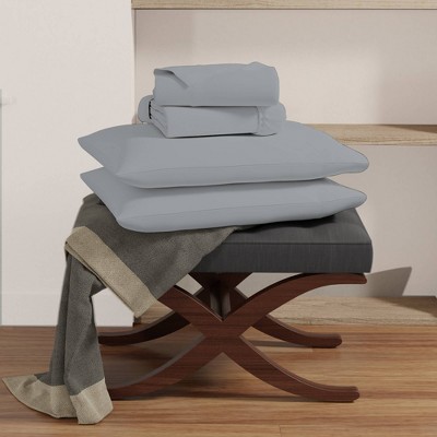 Twin Light Gray Organic Cotton Percale Sheet Set