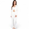 Anna-Kaci Lounge Women's Ribbed Knit Lounge Set with Open Front Cardigan, Bralette, and Wide-Leg Pants- Black,Small - 2 of 4