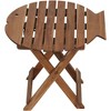 Teal Island Designs Farmhouse Rustic Acacia Wood Outdoor Accent Tables 21" x 19" Set of 2 Natural Folding Slat Fish Tabletop for Spaces Patio Balcony - 3 of 4