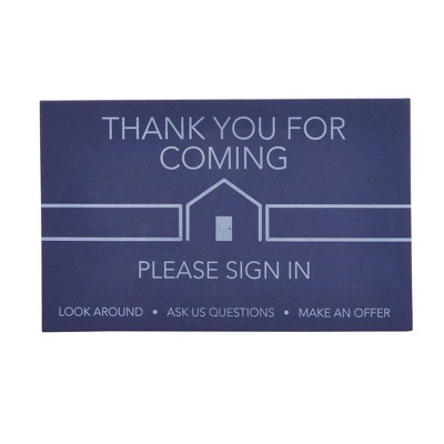Juvale 2-Pack Sign In Book for Open House Visitors, Guest Registry with 2-Pack Realtor Tent Cards for Real Estate Agent Supplies, Navy Blue, 8.5x11