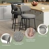 WestinTrends Alexandria Modern Upholstered Faux Shearling Fabric Counter Height Bar Stools with Back (Set of 2), Light Gray - 3 of 4