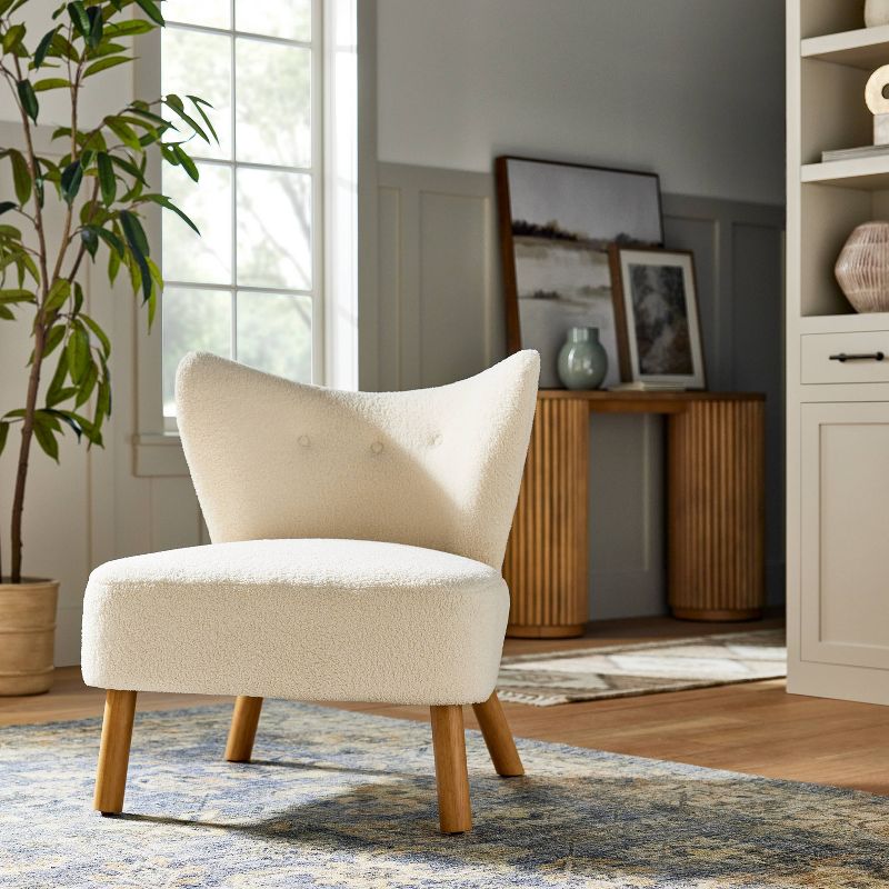 Sculpted Faux Shearling Accent Chair Cream - Threshold&#8482; designed with Studio McGee, 3 of 13
