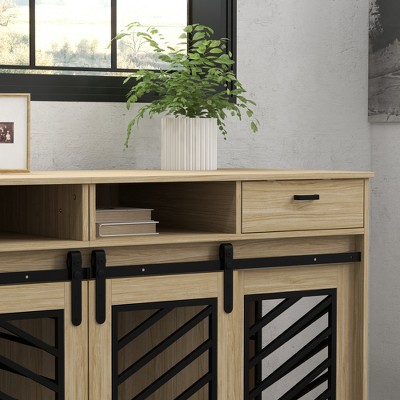 Large Natural Oak and Black Dog Crate Table with Storage