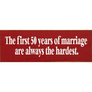 Slickblue Marriage Humor Wood Sign, 3.5x10 Solid Pine, Routed Slot & Shelf Edges, Multiple Colors - 1 of 3