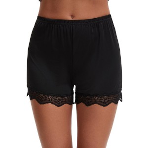 INSPIRE CHIC Women's Lace Trim Ice Silk Mid-Waisted Loose Slip Shorts Light and Breathable Comfort Boyshorts - 1 of 4