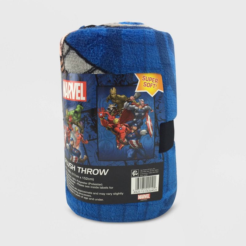 Marvel Avengers 46&#34;x60&#34; Kids&#39; Throw Blanket Blue, 4 of 6