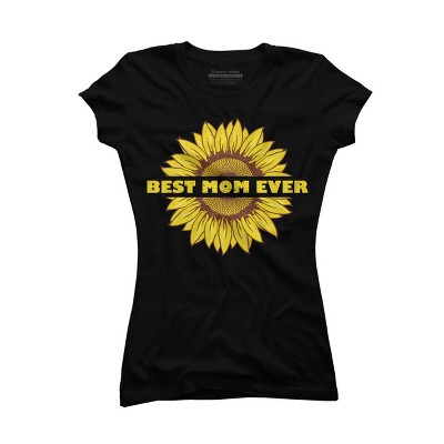 Junior's Design By Humans Happy Mothers Day Best Mom Ever Sunflower By CarambaArt T-Shirt