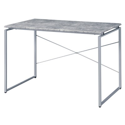 GlasFlength Desks Metal Frame Rustic Computer Desk Gaming Desk Home Office Desk Simple Design for Small Spaces, Gray, 47.5"*22.5"*28.5"