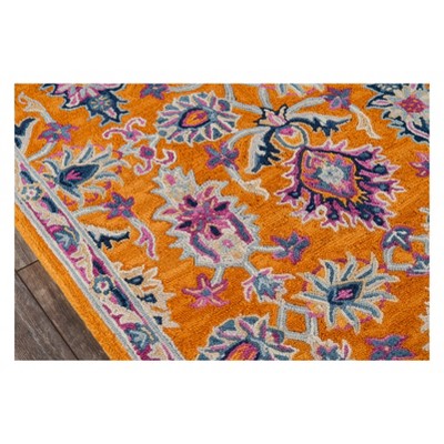 Hand Tufted Orange Wool 3' x 5' Floral Rug