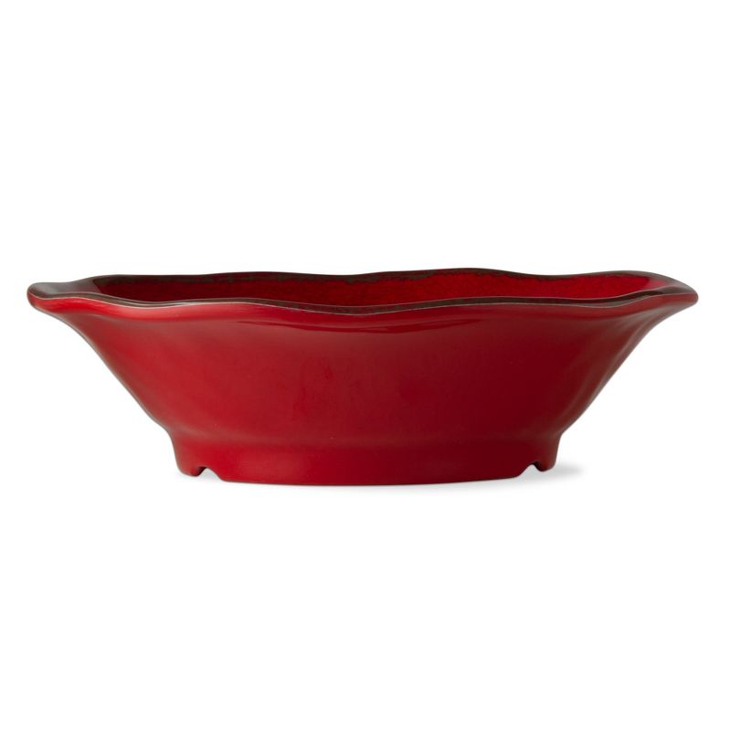 tagltd 10 oz. 7 in. Veranda Cracked Glazed Solid Red Wavy Edge Melamine Serving Bowls 4 pc Dishwasher Safe Indoor Outdoor, 2 of 5