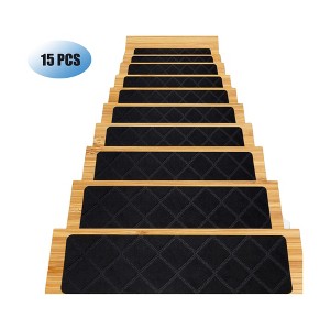 15Pcs 8-in x 30 in.Non-Slip Stair Treads for Wooden Steps Grey - 1 of 4