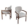 Dining Chairs Set of 2 Upholstered Arm Chairs, Rubber Wood Accent Chairs Beige Fabric Seating, 300 LBS Weight Capacity - 3 of 4