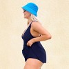 Women's Plus Size Navy One-Piece Swimdress with Lattice Detail - Cupshe - 2 of 4