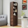 HDZNVF 70.87 inch H Display Storage Cabinet, 4 Tier Shelf, 3 Side Drawers, Modern Wooden Tall Bookshelf Bookcase, Walnut - 2 of 4