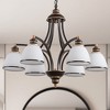 YANSUN 6-Light American Style Chandelier with Gold Accented E26 Downward Lights and White Glass Shades, No Bulb Included - 3 of 4