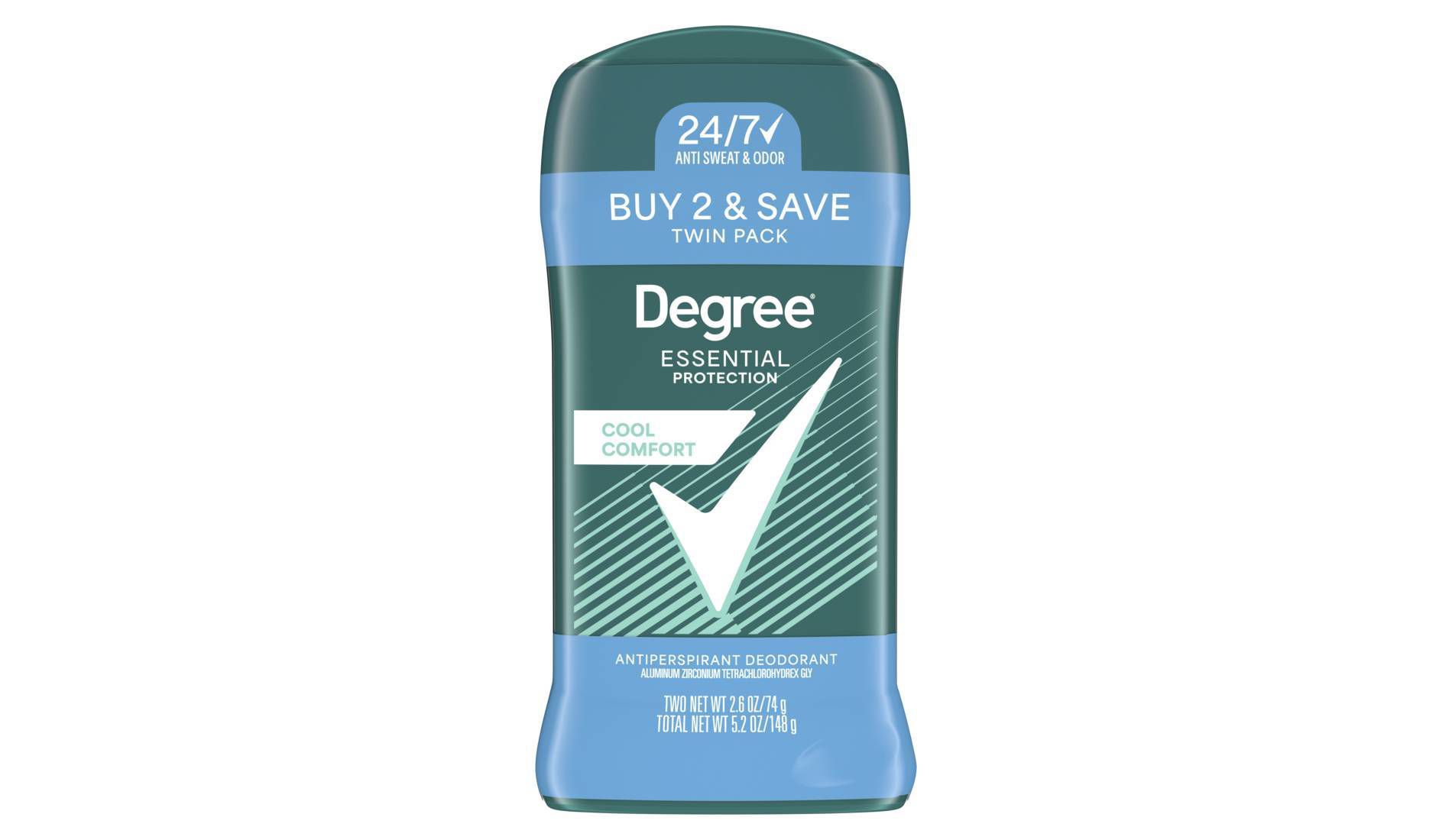 Degree Men's Antiperspirant & Deodorant Twin Stick - Cool Rush - 2.6oz/2pk: Woodsy, Herb, Patchouli Scents, Paraben-Free