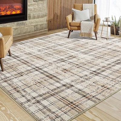 Modern Washable Rug Farmhouse Plaid Rug Tartan Throw Rugs Carpet
