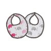 Bacati - Elephants Pink/Gray Muslin 4 pc set of Bibs & Burp Cloths Set - 2 of 4