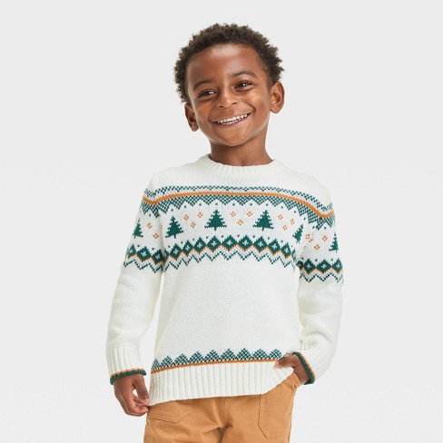 Toddler Boys Fairisle Pullover Crewneck Sweater Cat Jack Cream Target