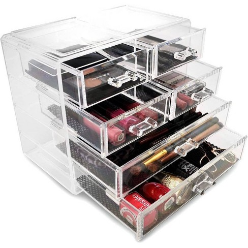 Sorbus Stackable Makeup Storage Display - 2 Large And 4 Small Drawers Clear : Target