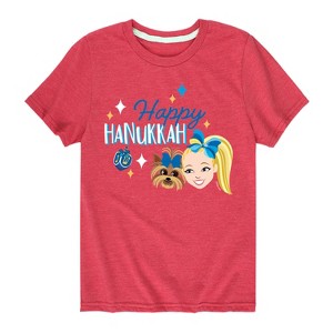 Boys' JoJo Siwa Happy Hanukkah Short Sleeve Graphic T-Shirt - Heather Red - X-Large - 1 of 4