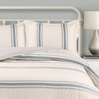 Lush Decor Lush Décor 3pc California King Farmhouse Stripe Reversible Oversized Comforter Set Blue: Year-Round Quilted Bedding Sets with Shams — фото 2