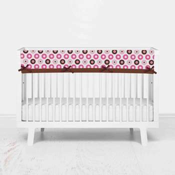 Bacati - Mod Dots/Stripes Long Crib Rail Guard Cover Pink/Chocolate