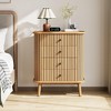Garvee 4 Drawer Dressers, Chest of Drawers for Bedroom, Nightstand, Boho Wicker Dresser with Handles and Wood Legs for Living Room Hallway, Natural - 2 of 4