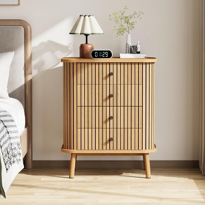 4 Drawer Dressers, Chest of Drawers for Bedroom, Nightstand, Spacious Storage Boho Wicker Dresser - 1 of 4