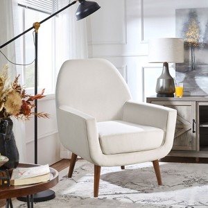 Okak Elegant Accent Chair Living Room Reading Chair with Soft Cushion Prince Mid-Century Armchair with Solid Wood Legs for Office Bedroom - 1 of 4