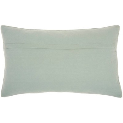 12" x 20" Celadon Green Beaded Floral Lumbar Pillow