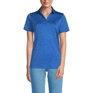 Lands' End Women's Rapid Dry Short Sleeve Space Dye Sport Neck Polo Shirt - 1 of 4