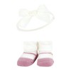 Hudson Baby Infant Girl Headband and Socks Giftset, Blush Mint, One Size - 3 of 4