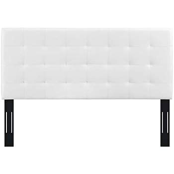 Modway Paisley Upholstered Tufted Faux Leather Full / Queen Headboard Size in White