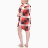 Plus Size Short Sleeve Plaid Button-Down Shirt Dress -White Mark - 3 of 4