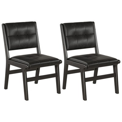 NicBex Dining Chairs Set of 2 PU Dining Chair No Armrest with Wooden Legs for Kitchen, Living Room, Bedroom