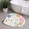 HomeRoots 32" White Blue And Pink Cotton Hedgehog Floral Print Bath Rug - 2 of 4