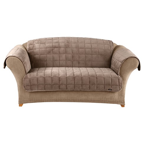 Antimicrobial Quilted Sofa Furniture Protector Sable - Sure Fit