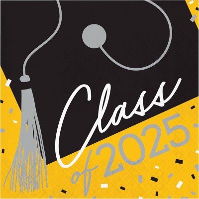 Creative Converting Class of 2025 Graduate Yellow Paper Napkins 108ct