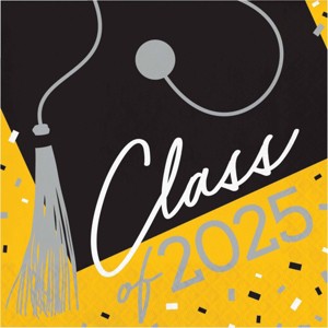 Creative Converting Class of 2025 Graduate Yellow Paper Napkins 108ct - 1 of 3